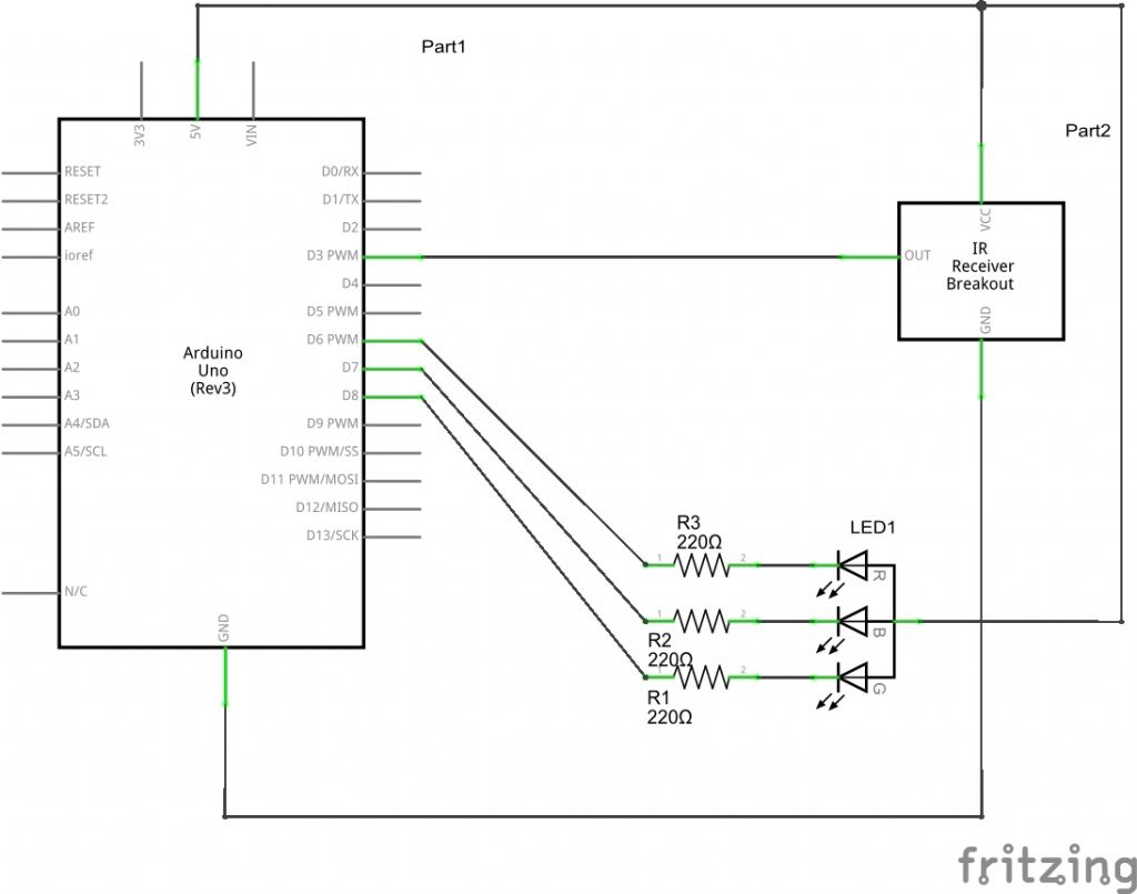 IR and RGB LED schematic