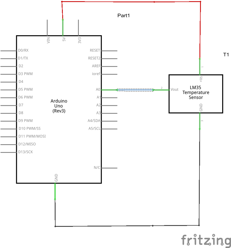 Arduino and lm35 schematic