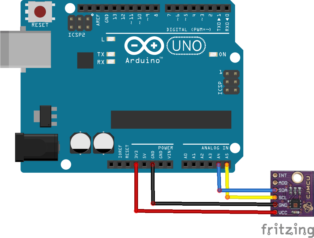 arduino and hdc2080 breadboard