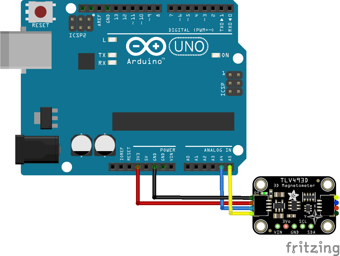 Arduino Uno and TLV493D layout